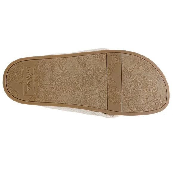 Life Stride Happy Slip On Cork Thong Sandals 11W Linen Cream Tan Flip Flop NIB - Picture 7 of 7
